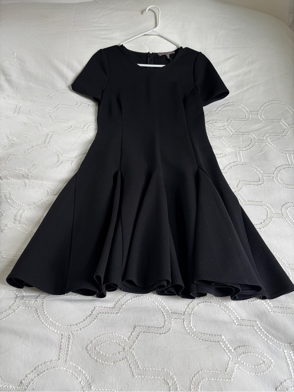 Halston Heritage Black Short-Sleeve Fit-&-Flare Midi Dress 
New 
Never worn
